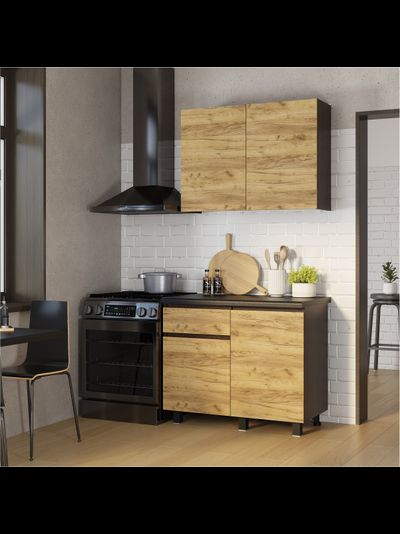 Лофт 1 м кухонный гарнитур Крафт/Венге столешница 38 мм черный мрамор