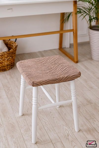 Чехол на табурет Жаккард Волна  Капучино(2 ШТУКИ). Россия