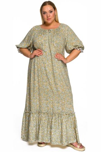 Платье из штапеля с оборками арт. 2231901 ментолово-лимонный