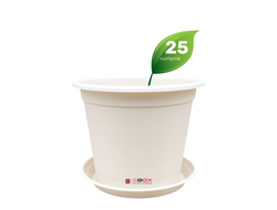 Горшок для растений с поддоном цвета - слоновая кость, 25 литров
