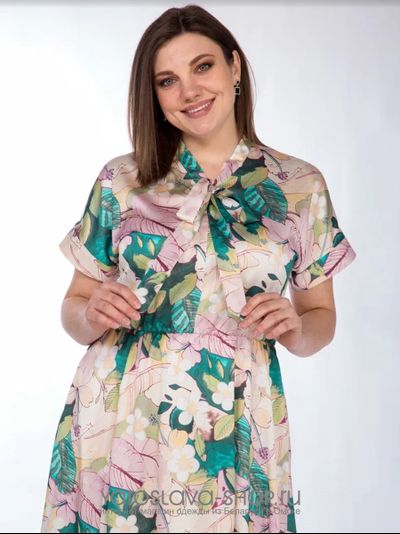 Нарядное платье отрезное по талии с бантом "галстук"