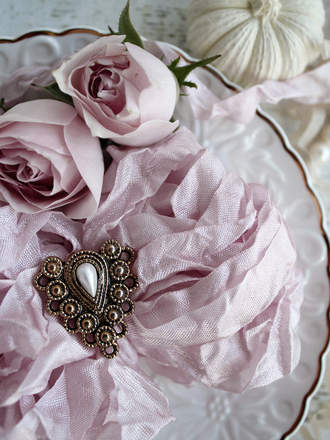 Шебби лента Розовая орхидея в интернет магазине "Страна лент" крупный план
