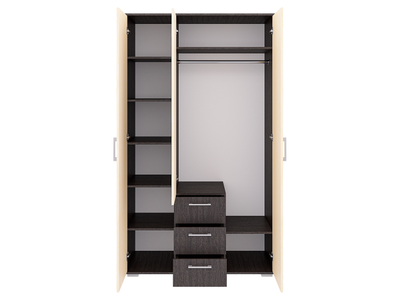 Шон-12 Шкаф распашной с зеркалом 2100х1200х540 Венге/Дуб молочный