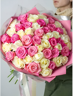 51 белая и розовая роза