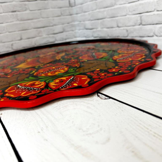 Тарелка поднос Фигурная 50 см панно с росписью Хохлома