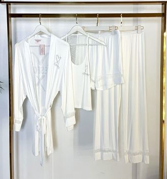 Домашняя одежда Виктория Сикрет трикотаж в рубчик цвет белый