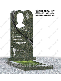 Вертикальный памятник ДГ-16 балтик-грин сердце