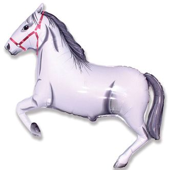 Фольгированная фигура с гелием "Лошадка белая"