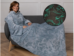 Плед с рукавами "Плед Юрского периода" светящийся  из микрофибры (велсофта)