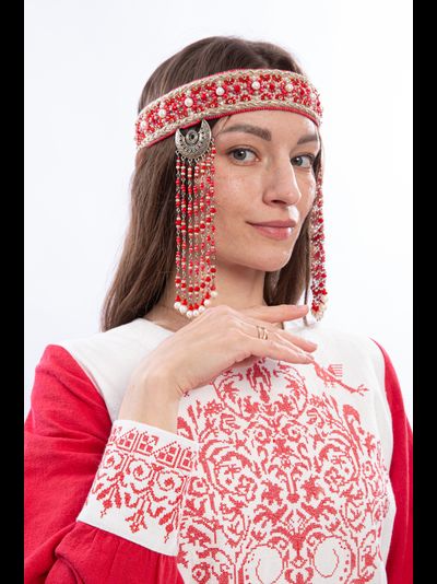 Платье "Древо времени" крапива красное