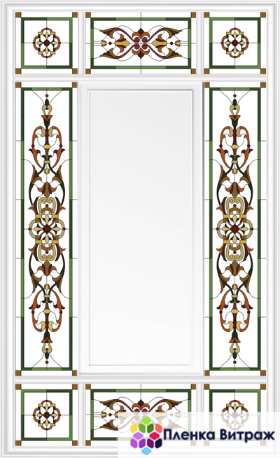 Пленка самоклеющая на потолок , розы витражная пленка, пленочный витраж с классическим рисунком