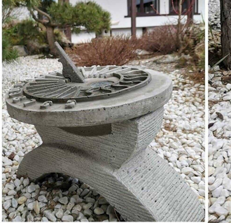 Скульптура из бетона Солнечные часы с компасом для сада