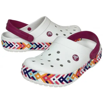 CROCS CROCBAND RAINBOW GITTER CLOG БЕЛЫЕ