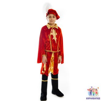 Карнавальный костюм &quot;Принц&quot;, 4 предмета: берет, плащ, камзол, штаны с сапогами. Рост 122, 134 см
