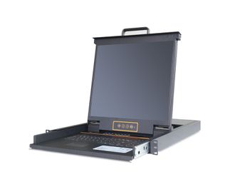 Выдвижная LCD KVM консоль с монитором Kinan 19&quot;, USB, Клавиатура, Тачпад, TFT-дисплей, 24 порта, с каскад. до 768 серверов с разъемами PS/2, USB, VGA; OSD меню, DDC2B, 2048x1536 до 20 м, 1600x1200 до 50 м, 1280x1024 до 100 м, 1024x768 до 150 м (LC1924)