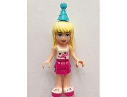 Friends Stephanie - Magenta Layered Skirt, White Top with Stars, Medium Azure Party Hat, n/a (frnd136)