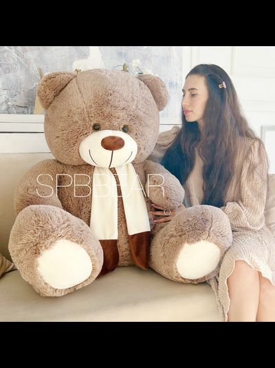 Большой плюшевый медведь 140 см кофейный Барни