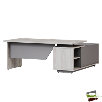 Стол руководителя левый 1900х1770х750 B-119L_Сосна Касцина/Кубанит серый