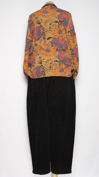 Брюки Бохо "Бананы вельвет строчки" черные р.46-52