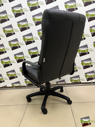 Кресло руководителя Атлант (Кожа иск., DO, №350 (черный), ТГ, PL, ролик ст.)