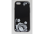 Защитная крышка силиконовая iPhone 7, черная, &#039;Роза&#039;