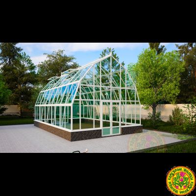 Базовая комплектация теплицы из стекла и алюминия “Леонардо” размером 5000 х 8000 мм