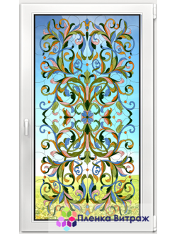 Витражная пленка, витражная пленка самоклеющаяся, пленочный витраж с классическим рисунком