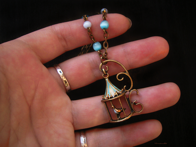 Бохо-подвеска "Птичка счастья" с кошачьим глазом