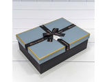 Коробка подарочная с бантом (голубая/черная), 23*17*6,5см