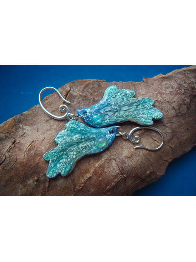 &quot;Крылышки Лазурной Аквафеи&quot;, серьги с радужными опалами