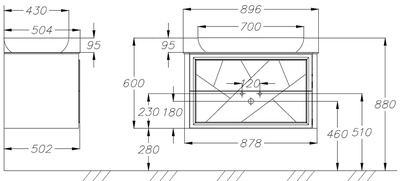 Тумба с раковиной Opadiris Луиджи 90 серый матовый, со столешницей и накладной раковиной "NOVA"