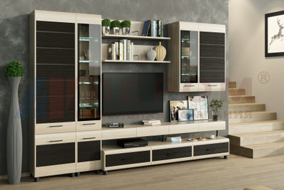 Композиция гостиной Камелия Ясень Асахи комбинированный