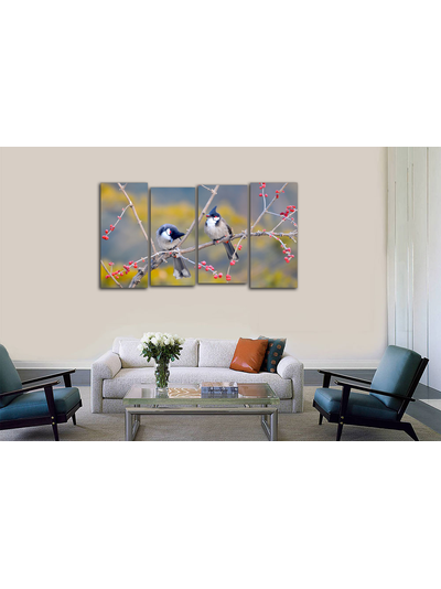 Модульная картина "Свирестелы на веточке"