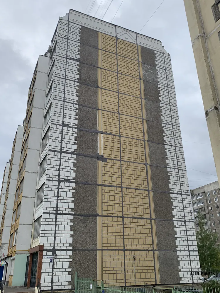 Ремонт швов торца дома на ул. Куконковых, д.152