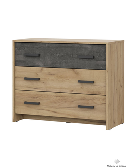 МСП 1 Комод 3 ящика Дуб Золотой/Камень тёмный