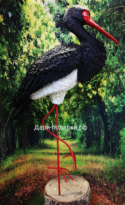 Аист черный  115*75см  2,9кг  2895/012664  Фигура из полистоуна отличается повышенной прочностью и износостойкостью, устойчива к воздействию влаги, UF-лучей и других разрушающих факторов внешней среды.