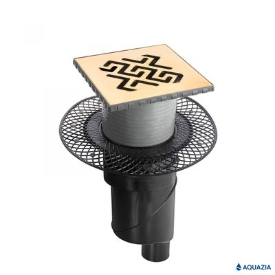 Трап водосток PLATZ Antik 150х150 Вертикальный выпуск (Золото)