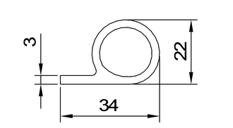 Р-образный уплотнитель D22L34