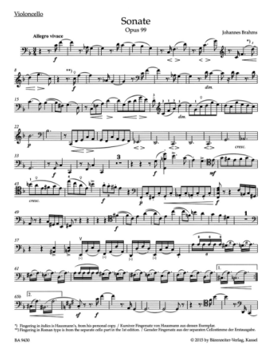 Brahms Sonata F-dur for Violoncello and Piano op.99