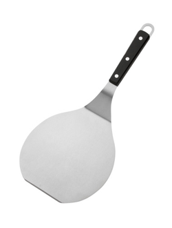 Лопатка для котлет 36 см, изогнутая, рабочая часть 17,5*16,5 см, нержавеющая сталь, широкая, с пластиковой ручкой, чёрная