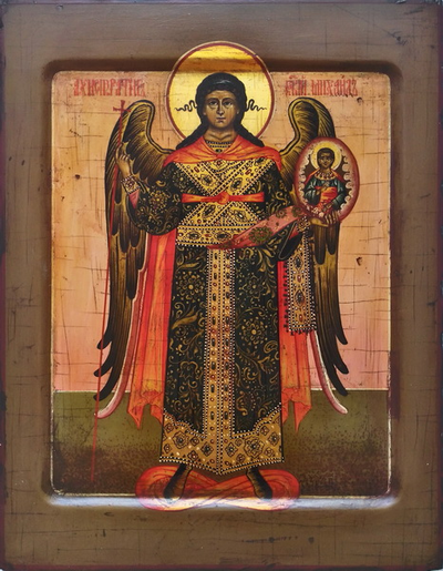 Михаил, Святой Архангел. Рукописная икона 22х28см.