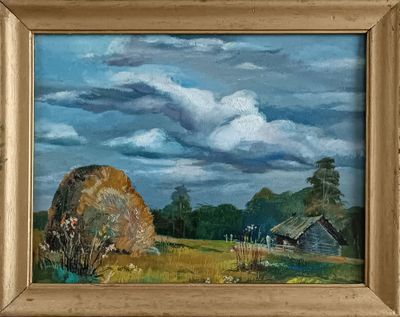 &quot;Деревня Вымол&quot; картон масло 1992 год