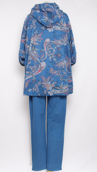 КОСТЮМ ХУДИ И БРЮКИ "МОЛНИЯ ВЬЮН" синий до 56р.
