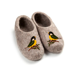 Войлочные тапочки «Синички» серые