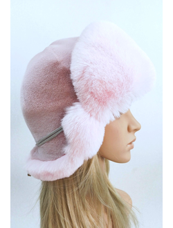 Ушанка "Север" цвет фламинго + розовый