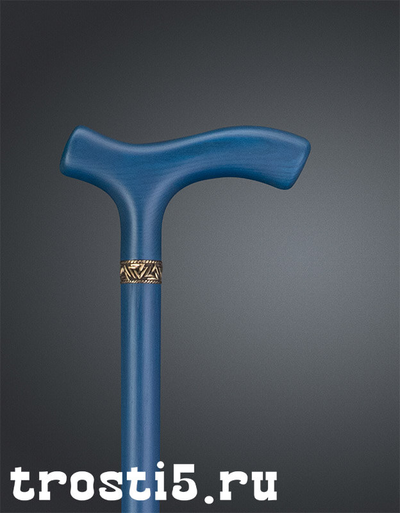 Синяя трость "Аквамарин Воевода" ручной работы с удобной рукоятью
