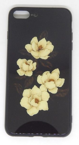 Защитная крышка iPhone 7 Plus, черная &#039;Цветы&#039;