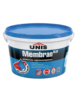 Юнис БЛЮ МЕМБРАН (BLUE MEMBRAN) мембрана гидроизол. эластично полимерная, д/вн.р., кл.водост. W8, 4кг (104шт/пал)