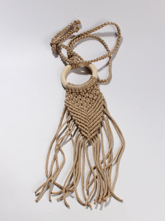 Подвеска Бохо макраме "Кольцо бахрома" т.бежевое