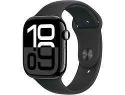 Apple Watch Series 10 46mm Jet Black Aluminium Case with Black Sport Band S/M